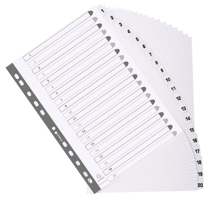 Exacompta Index 1-20 A4 160gsm Card White with White Mylar Tabs - MWD1-20Z - ONE CLICK SUPPLIES