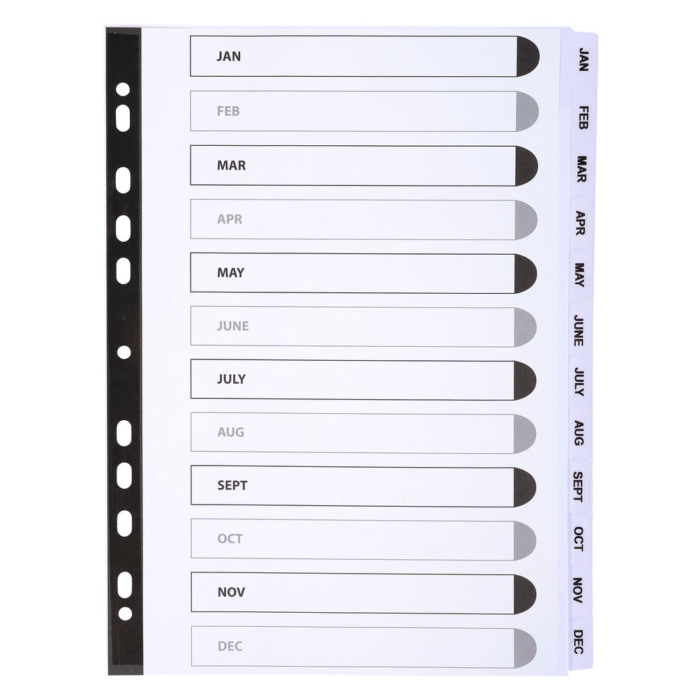 Exacompta Index Jan-Dec A4 160gsm Card White with White Mylar Tabs - MWDJ-DZ - ONE CLICK SUPPLIES