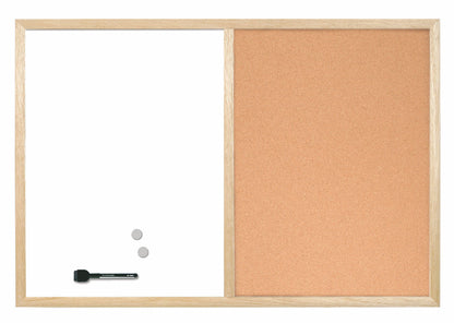 Bi-Office Combination Board Cork/Non Magnetic Whiteboard Pine Frame 900x600mm - MX07001010 - ONE CLICK SUPPLIES