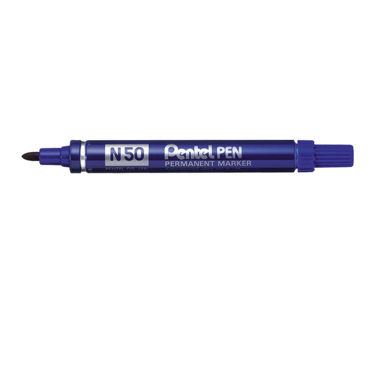 Pentel N50 Permanent Marker Bullet Tip 2.2mm Line Blue (Pack 12) - N50-C - ONE CLICK SUPPLIES