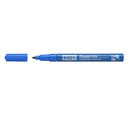 Pentel N50S Permanent Marker Fine Bullet Tip 0.5-1mm Line Blue (Pack 12) - N50S-C - ONE CLICK SUPPLIES