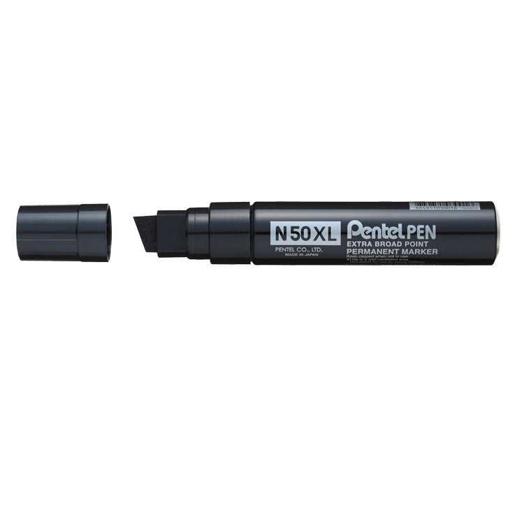 Pentel N50XL Permanent Marker Jumbo Chisel Tip 17mm Line Black (Pack 6) - N50XL-A - ONE CLICK SUPPLIES