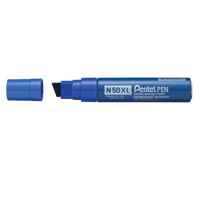 Pentel N50XL Permanent Marker Jumbo Chisel Tip 17mm Line Blue (Pack 6) - N50XL-C - ONE CLICK SUPPLIES