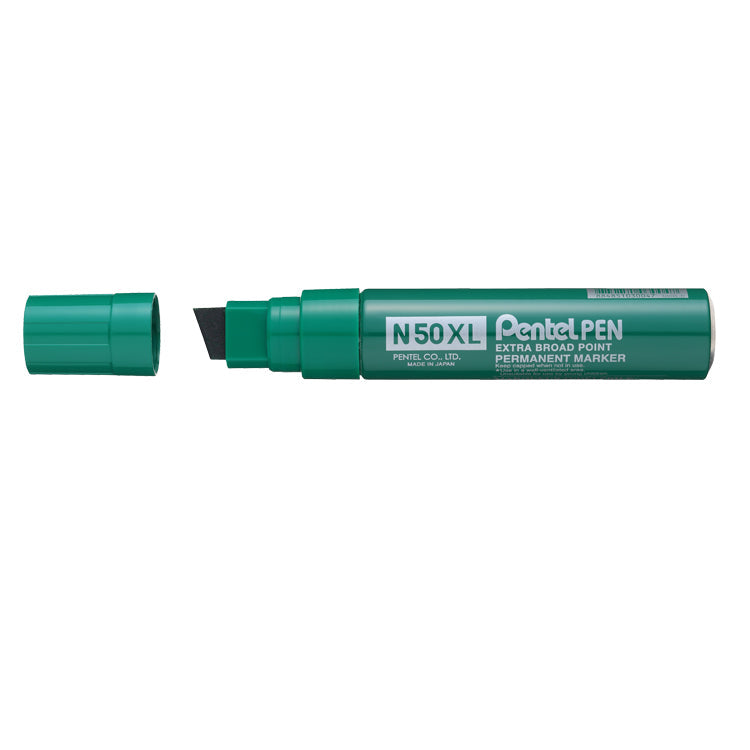 Pentel N50XL Permanent Marker Jumbo Chisel Tip 17mm Line Green (Pack 6) - N50XL-D - ONE CLICK SUPPLIES