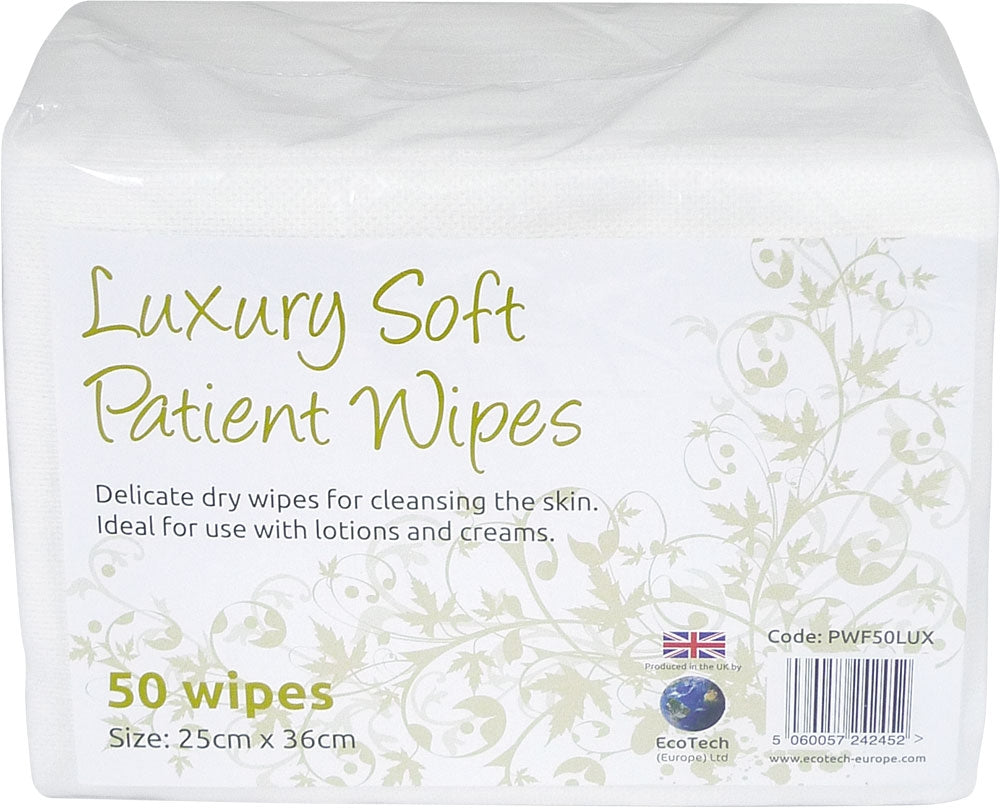 EcoTech Soft Dry Patient Cleansing Wipes Luxury 25x36cm 50's - ONE CLICK SUPPLIES