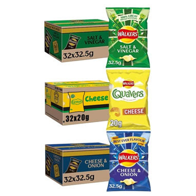 Walkers Crisps Multipack 96 Pack (Quavers, Salt & Vinegar, Cheese & Onion) - ONE CLICK SUPPLIES