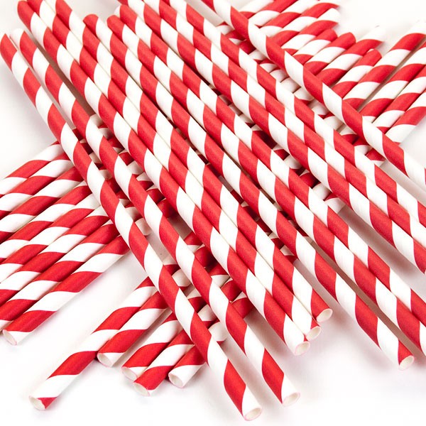 Belgravia Biodegradable Red & White Paper Stripey Straws Pack 500's - ONE CLICK SUPPLIES