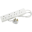 Fixtures 4 Gang Extension Lead 2m Surge Protected 4 Socket White