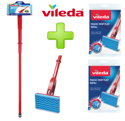 Vileda Magic Flat Mop Head & Handle - ONE CLICK SUPPLIES