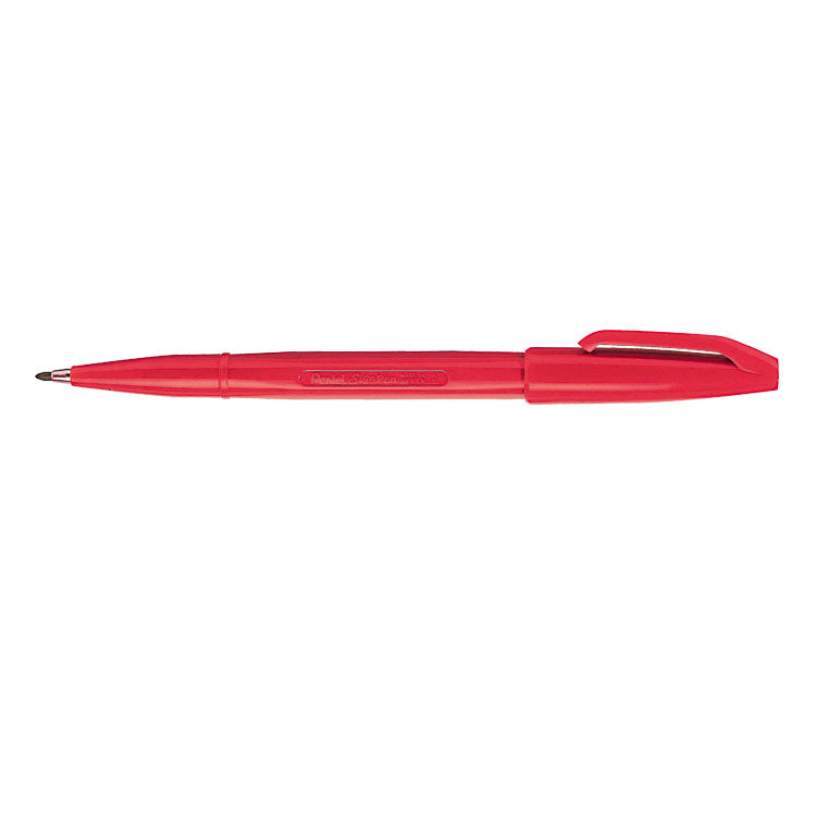 Pentel Original Sign Pen S520 Fibre Tip Pen 2mm Tip 1mm Line Red (Pack 12) - S520-B - ONE CLICK SUPPLIES