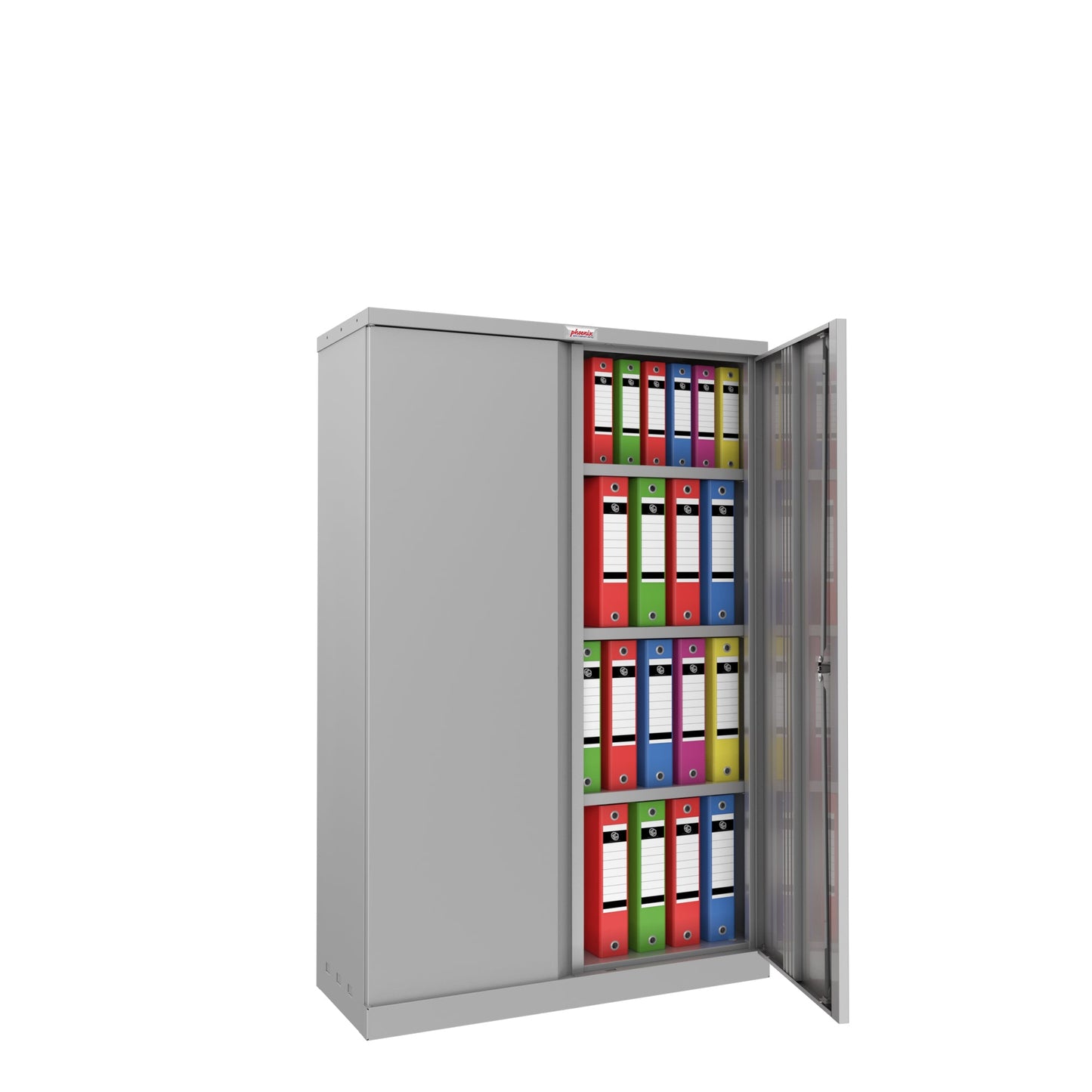 Phoenix SCL Series 2 Door 3 Shelf Steel Storage Cupboard in Grey with Key Lock SCL1491GGK - ONE CLICK SUPPLIES