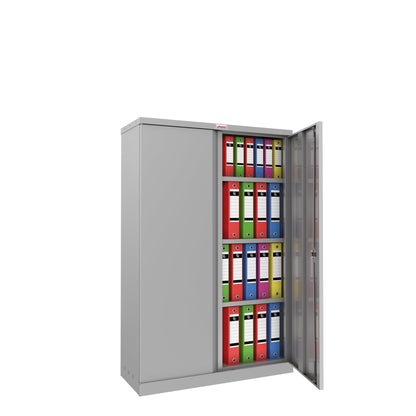 Phoenix SCL Series 2 Door 3 Shelf Steel Storage Cupboard in Grey with Key Lock SCL1491GGK - ONE CLICK SUPPLIES