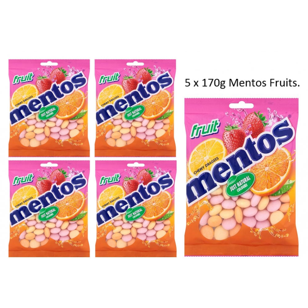 Mentos Pouch Bag Fruit 170g {5 Pack Offer} - ONE CLICK SUPPLIES