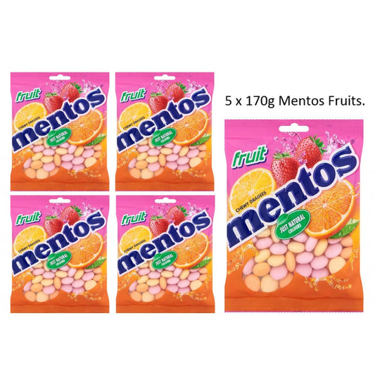 Mentos Pouch Bag Fruit 170g {5 Pack Offer} - ONE CLICK SUPPLIES