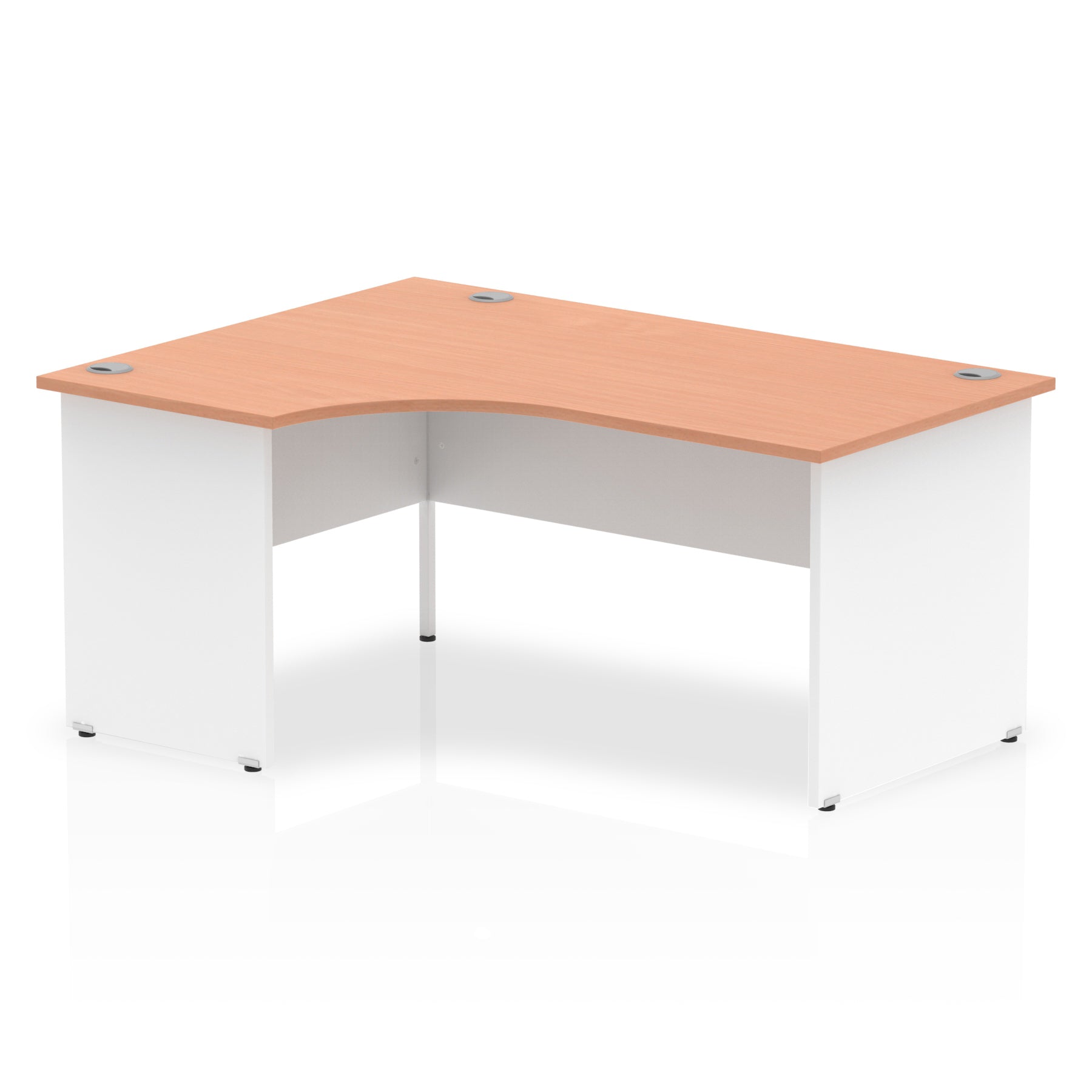 Dynamic Impulse 1600mm Left Crescent Desk Beech Top White Panel End Leg TT000027 - ONE CLICK SUPPLIES