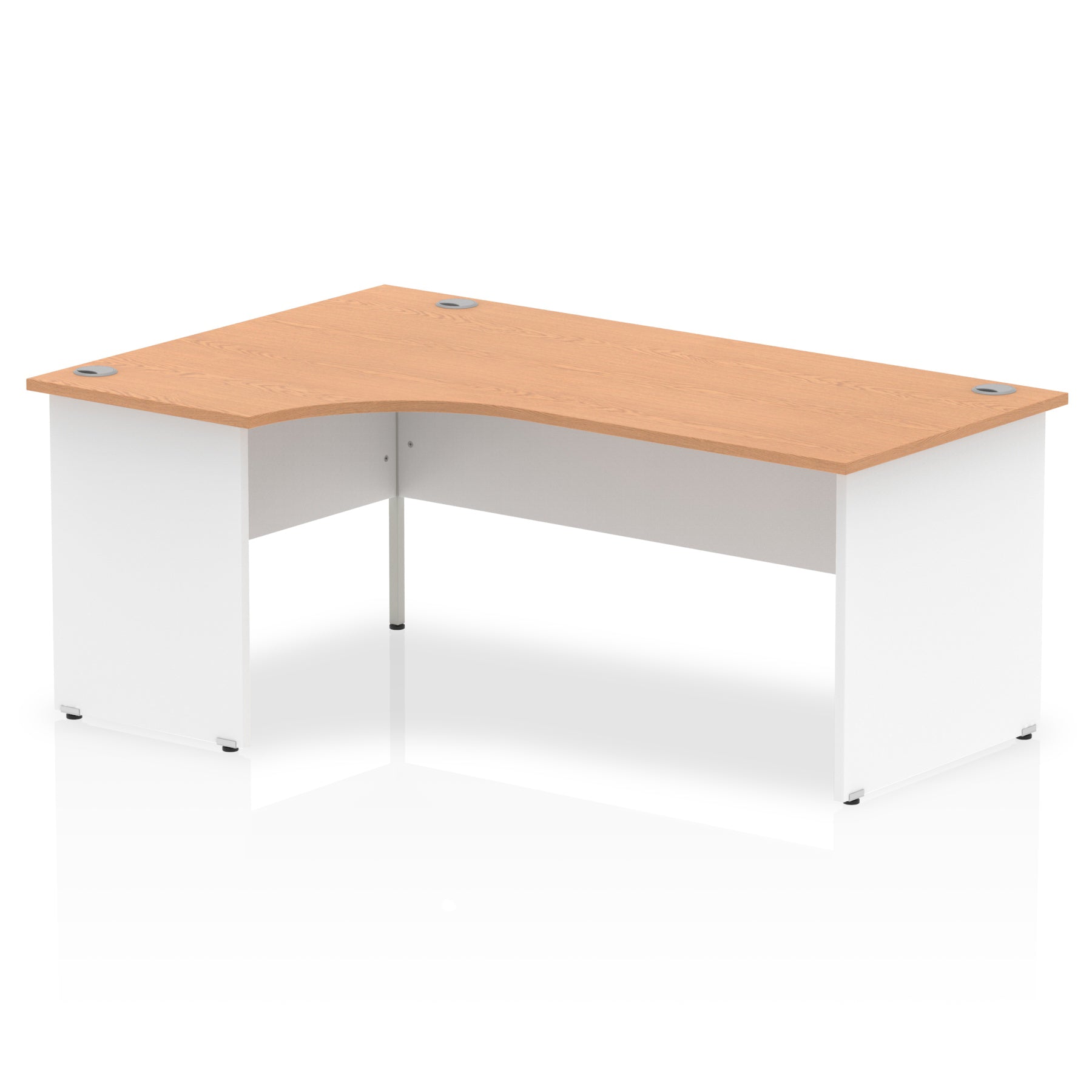 Dynamic Impulse 1800mm Left Crescent Desk Oak Top White Panel End Leg TT000035 - ONE CLICK SUPPLIES