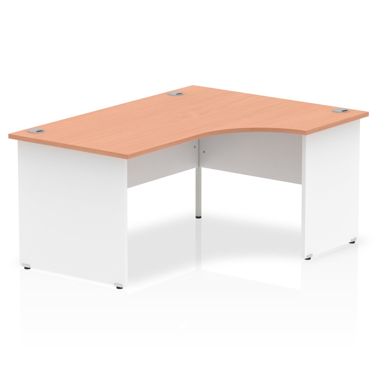 Dynamic Impulse 1600mm Right Crescent Desk Beech Top White Panel End Leg TT000039 - ONE CLICK SUPPLIES