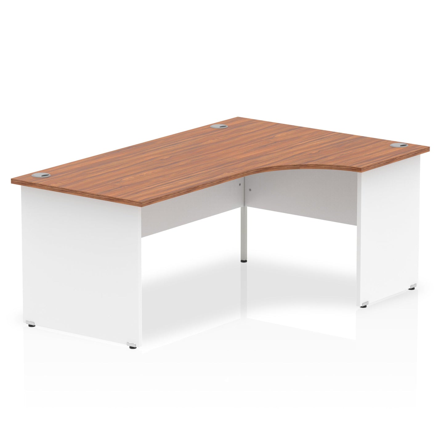 Dynamic Impulse 1800mm Right Crescent Desk Walnut Top White Panel End Leg TT000043 - ONE CLICK SUPPLIES