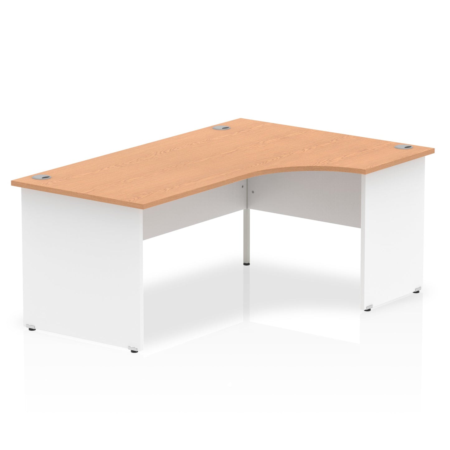 Dynamic Impulse 1800mm Right Crescent Desk Oak Top White Panel End Leg TT000047 - ONE CLICK SUPPLIES