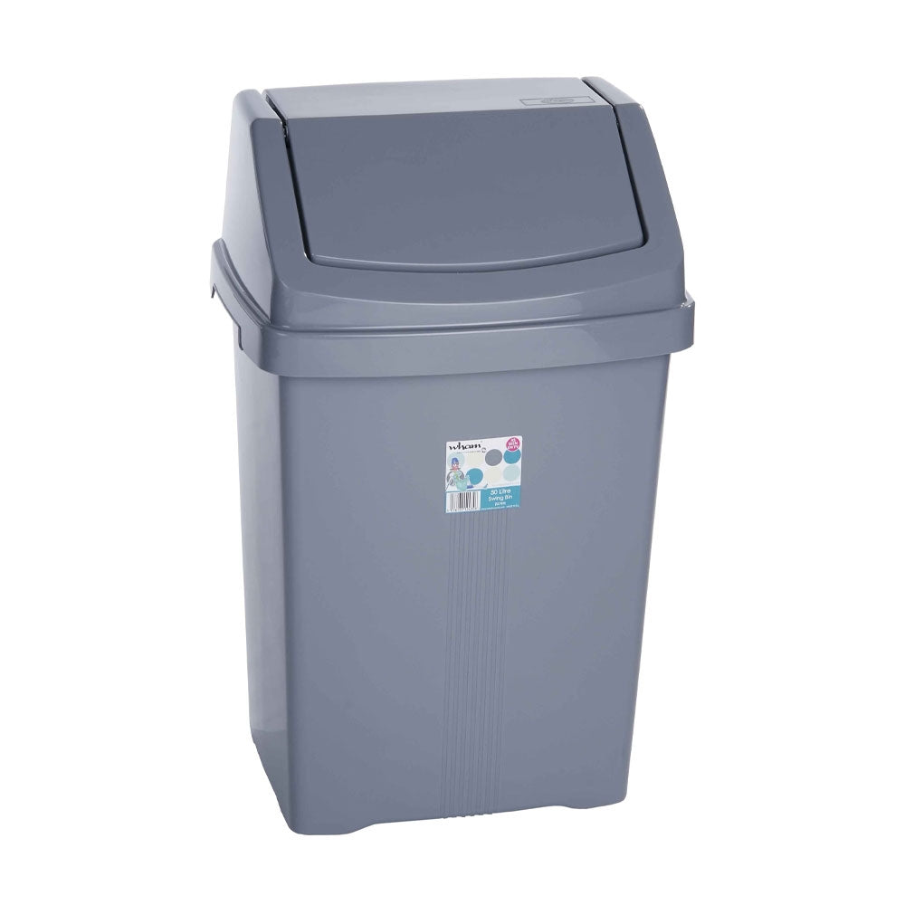 Wham 11755 SWING BIN, SILVER/GREY, 50L - ONE CLICK SUPPLIES