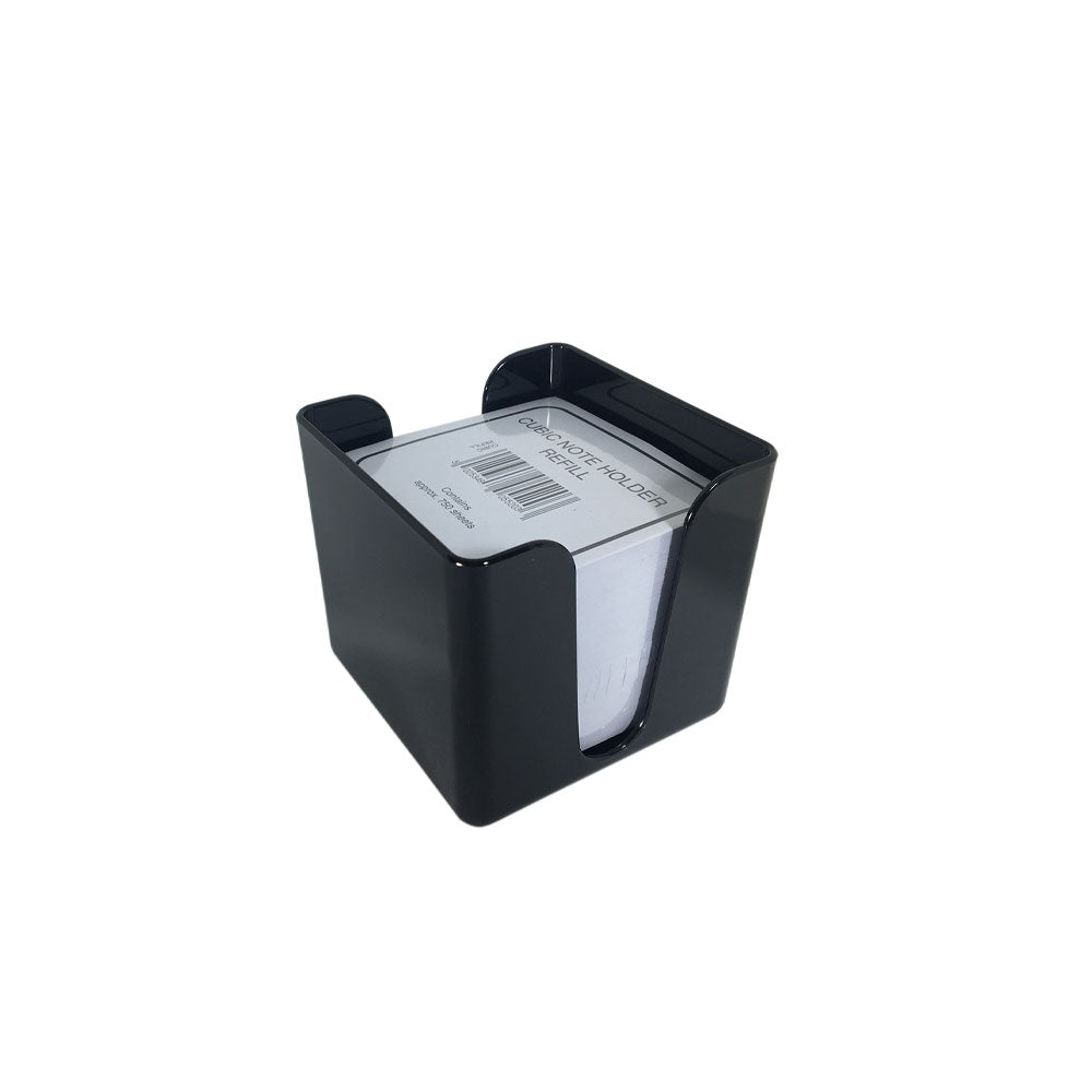 Value Deflecto Cubic Note Block and Holder Black - ONE CLICK SUPPLIES