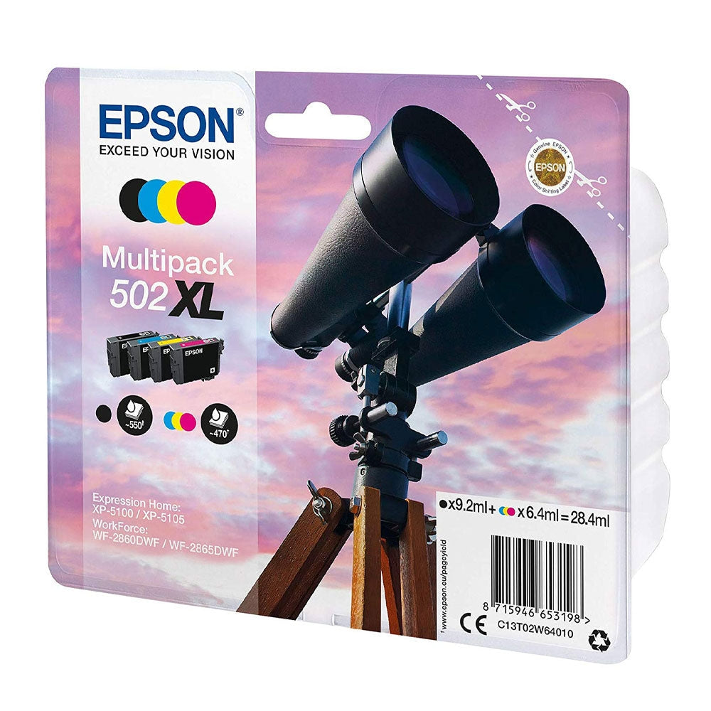 Epson Multipack 502XL Ink 4-colours -(Black ink - 9.2ml, Colour ink - 6.4ml) - ONE CLICK SUPPLIES