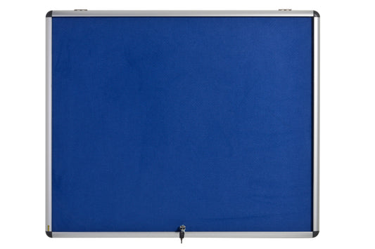 Bi-Office Enclore Blue Felt Lockable Noticeboard Display Case 6 x A4 700x653mm - VT340107150 - ONE CLICK SUPPLIES