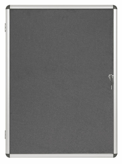 Bi-Office Enclore Grey Felt Lockable Noticeboard Display Case 9 x A4 720x981mm - VT630103150 - ONE CLICK SUPPLIES