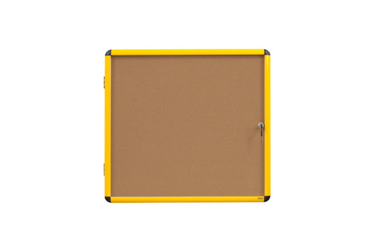 Bi-Office Ultrabrite Cork Noticeboard Display Case Lockable Yellow Aluminium Frame 9 x A4 - VT6301611511 - ONE CLICK SUPPLIES