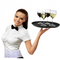 Round Bar tray -  14'' Black Non Slip Round Serving Drinks Trays - ONE CLICK SUPPLIES