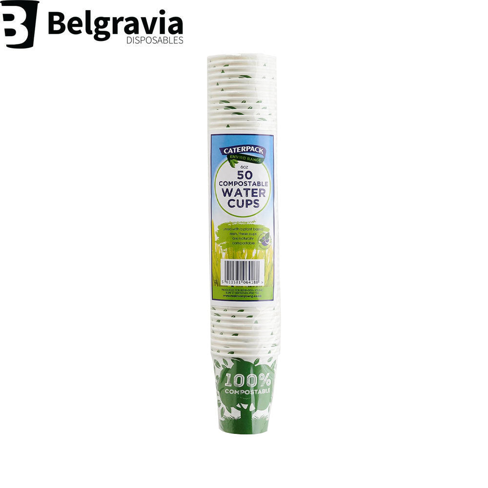 Belgravia Bio Caterpack 6oz Water Cups Pack 50's - ONE CLICK SUPPLIES