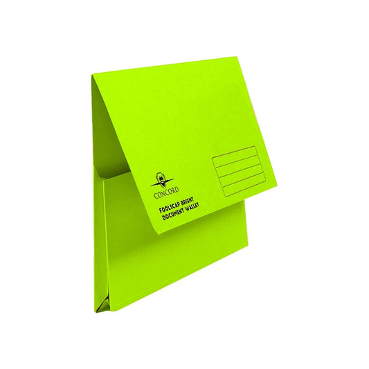 Pukka Pads Brights Document Wallets Foolscap Half Flap Green 50's (8283-DOC) - ONE CLICK SUPPLIES