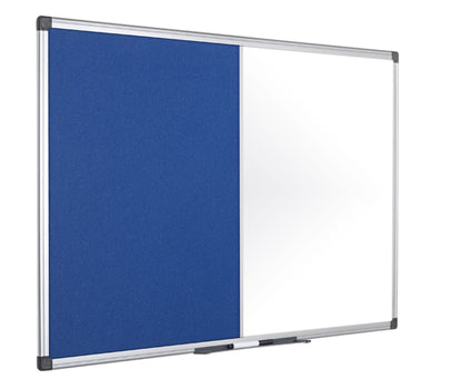 Bi-Office Maya Combination Board Blue Felt/Magnetic Whiteboard Aluminium Frame 900x600mm - XA0322170 - ONE CLICK SUPPLIES