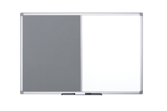 Bi-Office Maya Combination Board Grey Felt/Magnetic Whiteboard Aluminium Frame 1800x1200mm - XA2728170 - ONE CLICK SUPPLIES